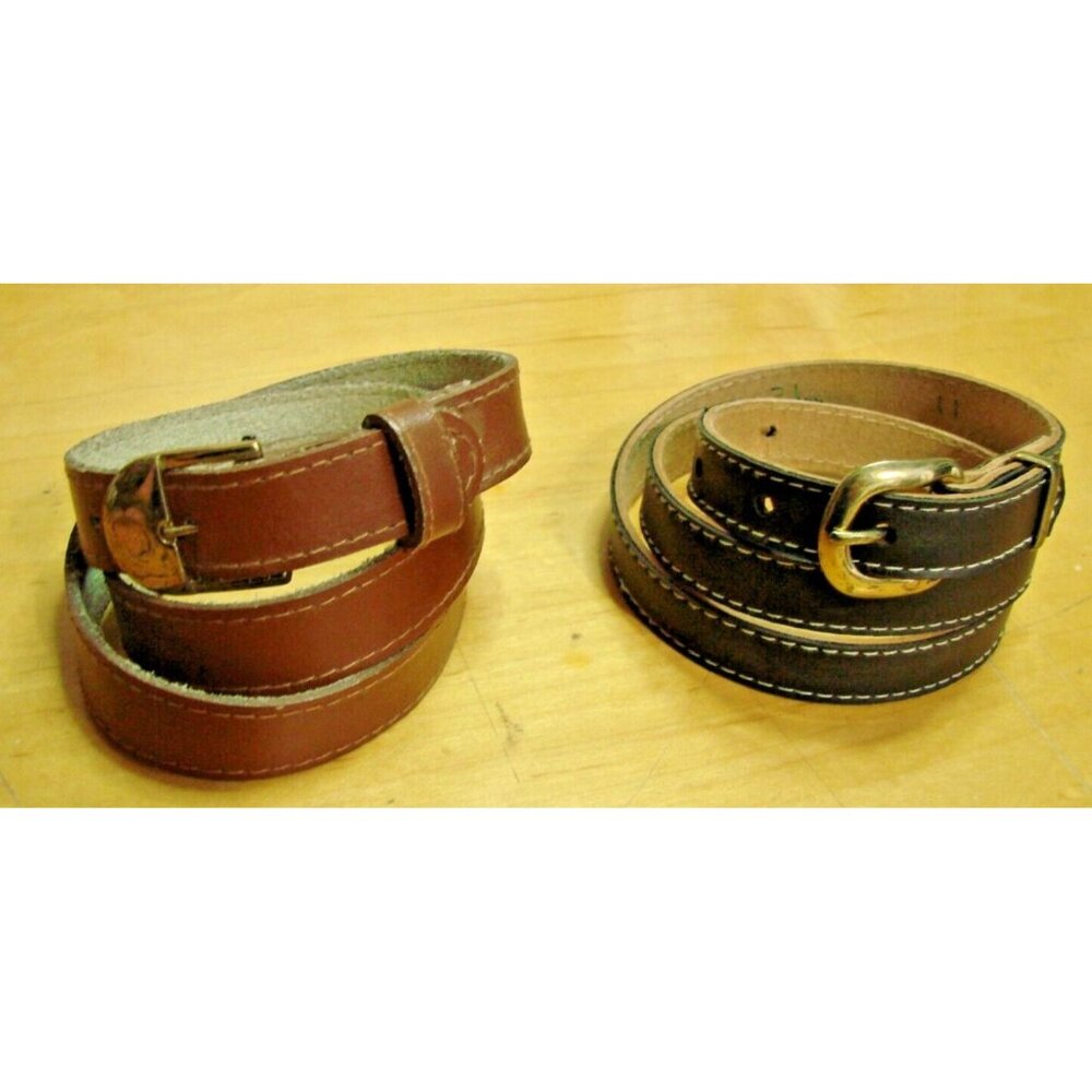 Lot 2 Womens Brown Belts Chocolate Brown and Camel Brown Size 11/12 Med Fashion